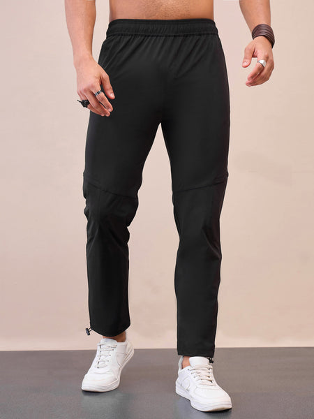 Lyush Men Men & Women Black Front Zipper Parachute Pants