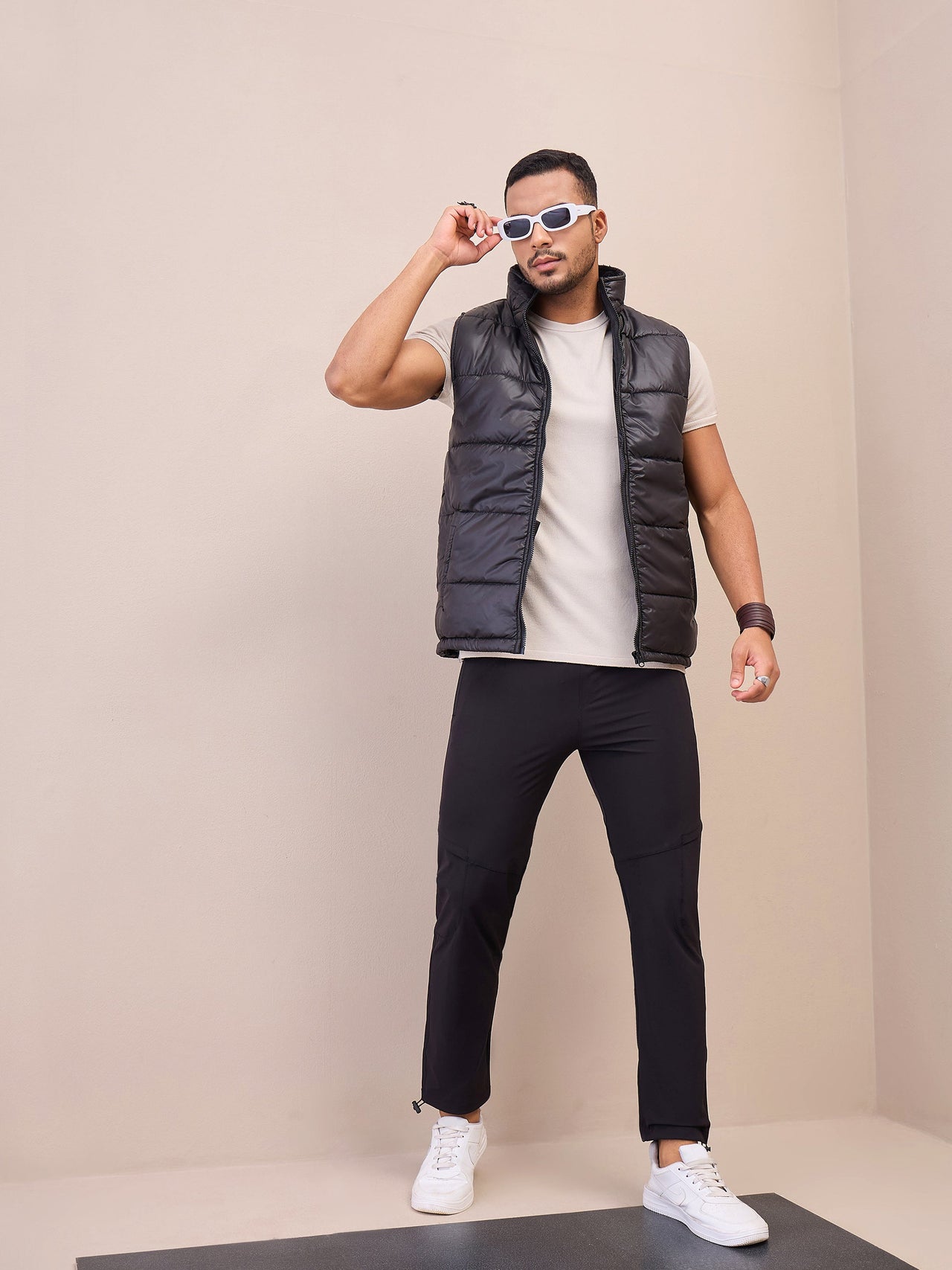 Lyush Men Men & Women Black Front Zipper Parachute Pants