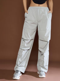 Thumbnail for Lyush Women Men & Women Light Grey Pleated Knee Baggy Parachute Pants