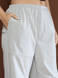 Thumbnail for Lyush Women Men & Women Light Grey Pleated Knee Baggy Parachute Pants