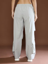 Thumbnail for Lyush Women Men & Women Light Grey Pleated Knee Baggy Parachute Pants