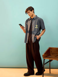 Thumbnail for Lyush Men Grey Closed For Vacation Oversize Shirt
