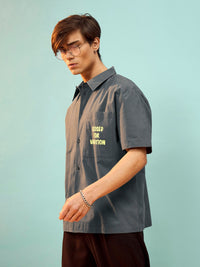 Thumbnail for Lyush Men Grey Closed For Vacation Oversize Shirt
