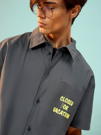 Thumbnail for Lyush Men Grey Closed For Vacation Oversize Shirt