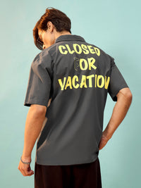 Thumbnail for Lyush Men Grey Closed For Vacation Oversize Shirt