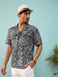 Thumbnail for Lyush Men & Women Grey Snake Print Relax Fit Shirt