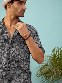 Thumbnail for Lyush Men & Women Grey Snake Print Relax Fit Shirt