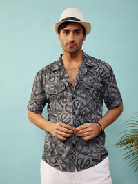 Thumbnail for Lyush Men & Women Grey Snake Print Relax Fit Shirt