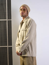 Thumbnail for Lyush Men Beige Side Pocket Shacket