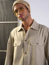 Thumbnail for Lyush Men Beige Side Pocket Shacket
