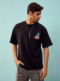 Thumbnail for Lyush Men & Women Black Car Print Oversized T-Shirt