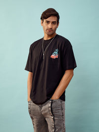 Thumbnail for Lyush Men & Women Black Car Print Oversized T-Shirt