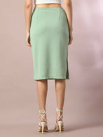 Thumbnail for Myshka Women's Sea Green Solid Knee Length Party Embellished Skirts - Distacart