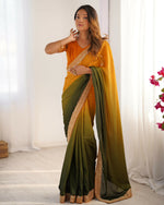 Thumbnail for Exclusive Collection Yellow Green Party Wear Chinon Salk Saree