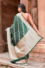 Thumbnail for Joban Fashion Emerald Green Banarasi Katan Pure Handloom Banarasi Silk Saree