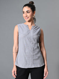 Thumbnail for Myshka Women's Keyhole Neck Sleeveless Top in Grey Color