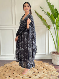 Thumbnail for Teeya Creation Black Colour Pure Cotton Digital Print Fully Stitched Kurti Set