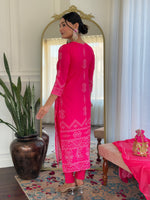 Thumbnail for Teeya Creation Pink Colour French Crepe Digital Print With Embroidery Work Fully Stitched Kurti Set - Distacart