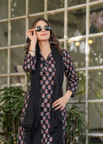 Thumbnail for Teeya Creation Black Color Pure Cotton Digital Print Fully Stitched Kurti Set - Distacart