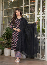 Thumbnail for Teeya Creation Black Color Pure Cotton Digital Print Fully Stitched Kurti Set - Distacart