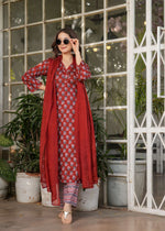 Thumbnail for Teeya Creation Red Color Pure Cotton Digital Print Fully Stitched Kurti Set - Distacart