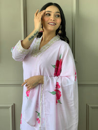 Thumbnail for Lyush Women's Lavender French Crepe Embroidery Straight Kurta Pant With Dupatta