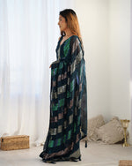 Thumbnail for NOZ2TOZ Sequence Georgette Petrol Saree With Unstitched Blouse Piece - Distacart