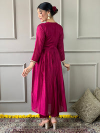 Thumbnail for Lyush Women's Purple CP VICHITRA Embroidery Straight Kurta Pant With Dupatta