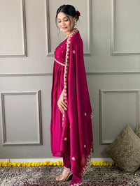 Thumbnail for Lyush Women's Purple CP VICHITRA Embroidery Straight Kurta Pant With Dupatta