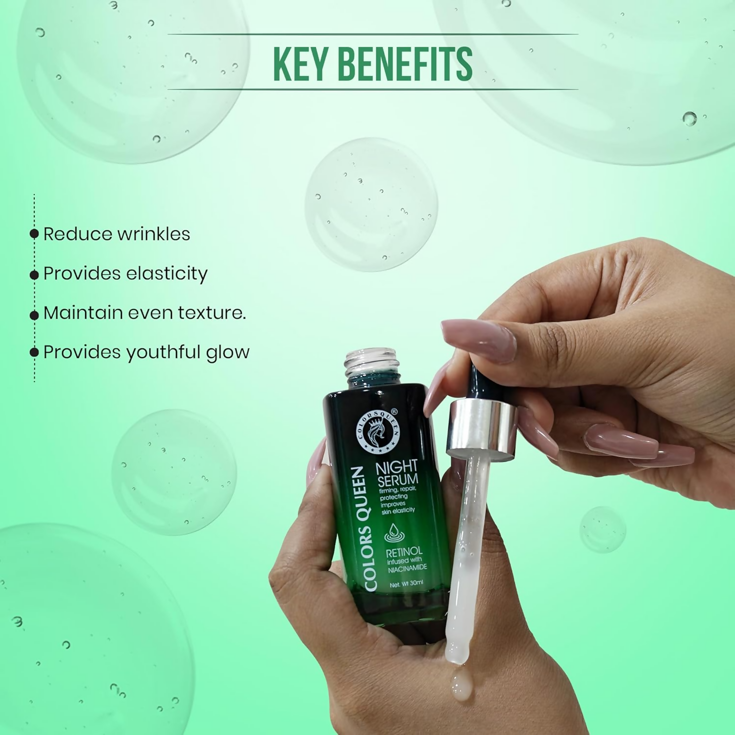 Colors Queen Retinol Night Serum Reduce Fine Lines & Wrinkle - Distacart