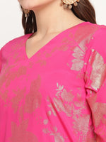 Thumbnail for Ahalyaa Dark Pink Crepe Printed Salwar Suit Sets With Dupatta