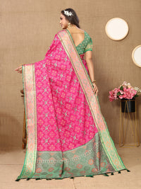 Thumbnail for Lorenvalley Fashion Magenta Patola Silk Woven Design with Zari Meenakari Weaving motifs Pallu Saree