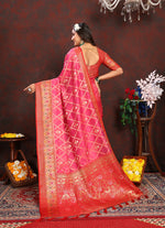 Thumbnail for Lorenvalley Fashion Magenta Organza Silk Woven Design with Rich Meenakari Weaving Pallu Saree - Distacart