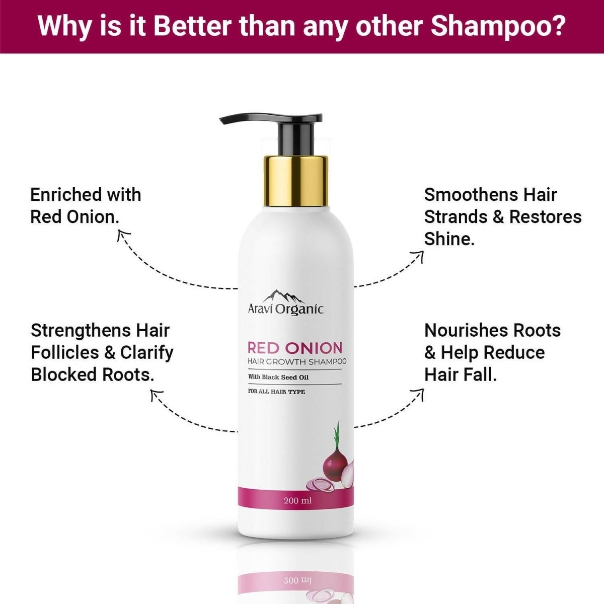 Aravi Organic Onion Hair Shampoo for Hair Growth and Hair Fall Control - Distacart