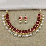 Thumbnail for Red Stone Necklace With Pearls By House of Ree - Distacart