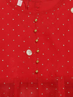 Thumbnail for Ahalyaa Red Organza Kids Kurta Palazzo Set For Girls - Distacart