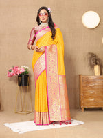 Thumbnail for Vedant Vastram Mustard Color Kanjeevaram Silk Saree - Mustard - Distacart
