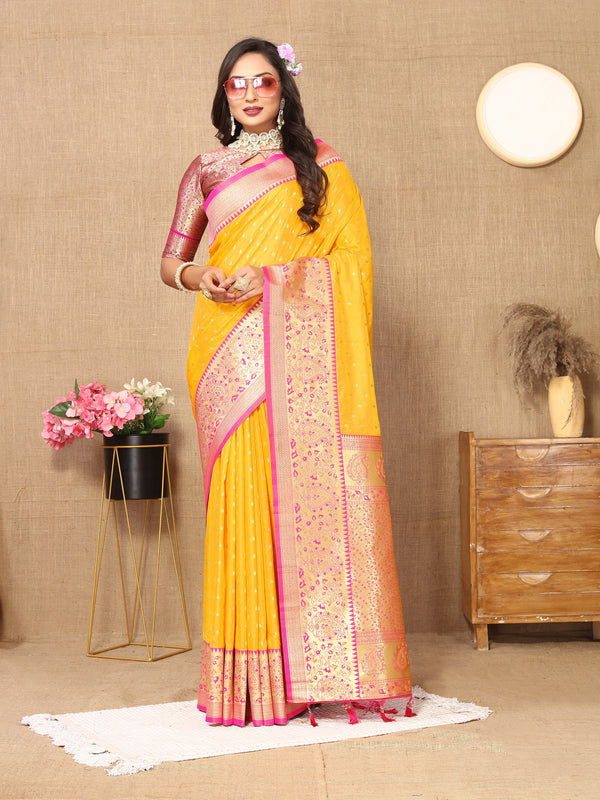 Vedant Vastram Mustard Color Kanjeevaram Silk Saree - Mustard - Distacart
