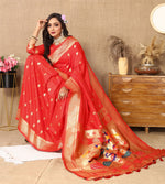 Thumbnail for Vedant Vastram Red Color Paithani Silk Saree - Red - Distacart