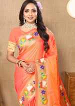 Thumbnail for Vedant Vastram Peach Color Paithani Silk Saree - Peach - Distacart
