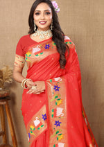 Thumbnail for Vedant Vastram Red Color Paithani Silk Saree - Red - Distacart