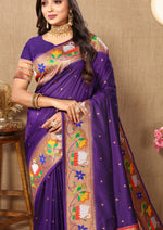 Thumbnail for Vedant Vastram Violet Color Paithani Silk Saree - Violet - Distacart