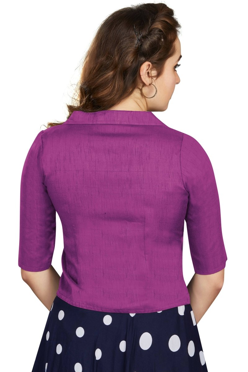 Aastha Fashion Women's Women's Purple Art Silk Button Readymade Blouse - Distacart