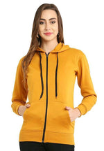 Thumbnail for PAVONINE Mustard Color Casual Winter Wear Hoodie Sweatshirt For Girls - Distacart