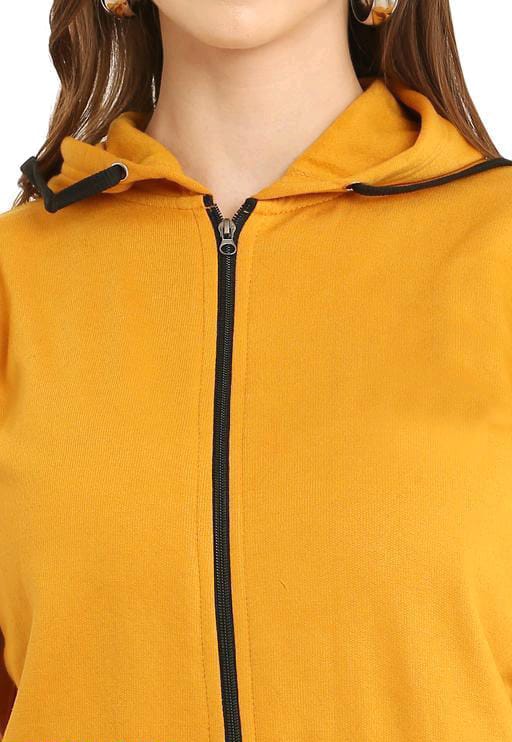 PAVONINE Mustard Color Casual Winter Wear Hoodie Sweatshirt For Girls - Distacart