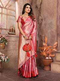 Thumbnail for Vedant Vastram Tissue Silk Kanjeevaram Silk Saree - Pink