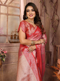 Thumbnail for Vedant Vastram Tissue Silk Kanjeevaram Silk Saree - Pink