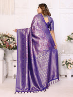 Thumbnail for Vedant Vastram Soft Litchi Silk Kanjeevaram Silk Saree - Violet - Distacart