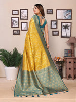 Thumbnail for Vedant Vastram Tissue Silk Kanjeevaram Silk Saree - Yellow - Distacart