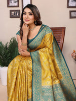 Thumbnail for Vedant Vastram Tissue Silk Kanjeevaram Silk Saree - Yellow - Distacart